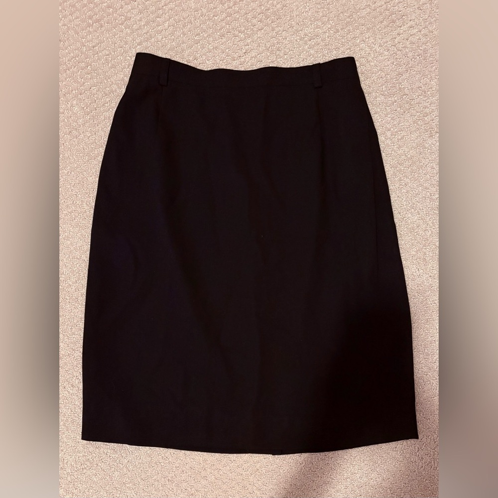 Vintage Escada Margaretha Ley Black Virgin Wool Pencil Skirt Size 40